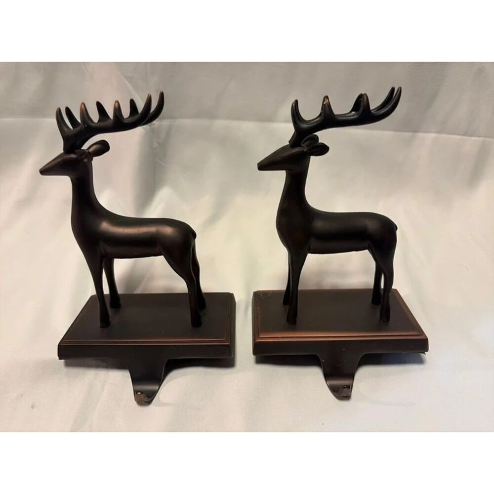 Pair of metal Reindeer Stocking Holders